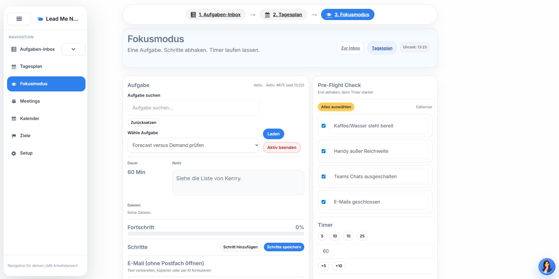Screenshot Fokusmodus